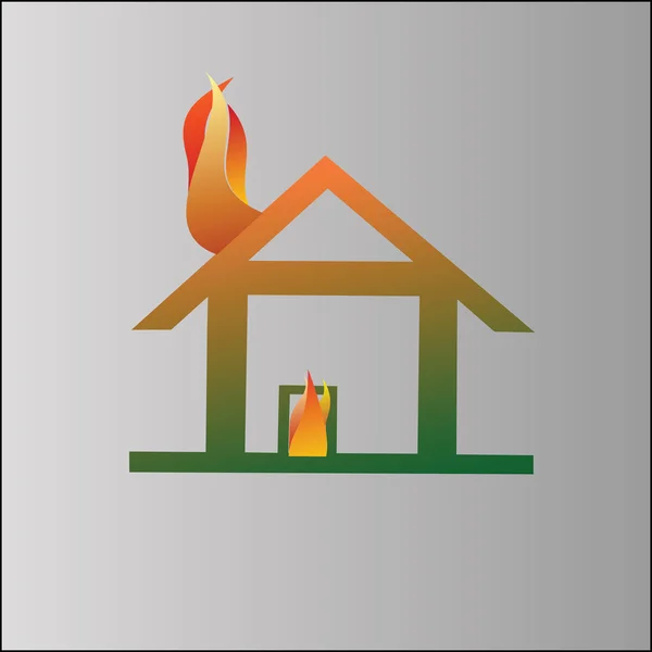 Burning house symbol — Stock Vector