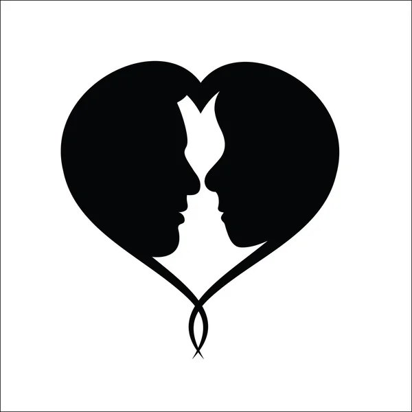 Loving couple silhouette — Stock Vector
