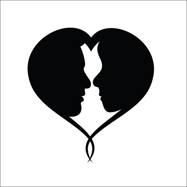 Liefdevolle paar silhouet — Stockvector