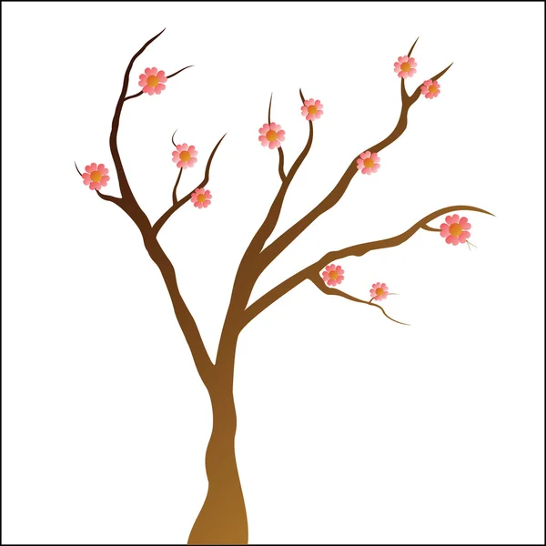 Simplesmente Árvore com flores rosa — Vetor de Stock