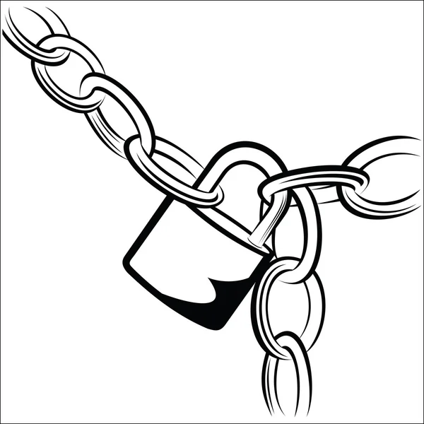 Řetězec a visací zámek — Stockový vektor