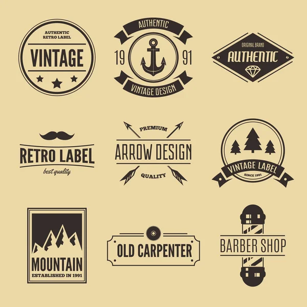 Conjunto de logotipos vectoriales elementos, etiquetas, insignias y siluetas — Vector de stock