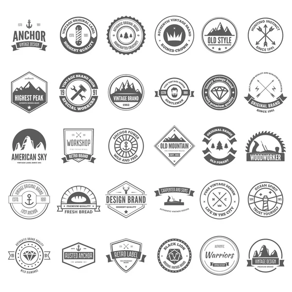 Set of vector logotypes elements, labels, badges and silhouettes — Stock Vector