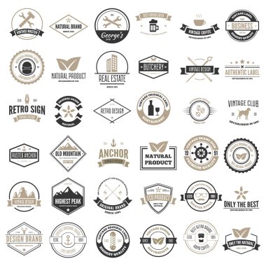 Set of vector logotypes elements, labels, badges and silhouettes clipart