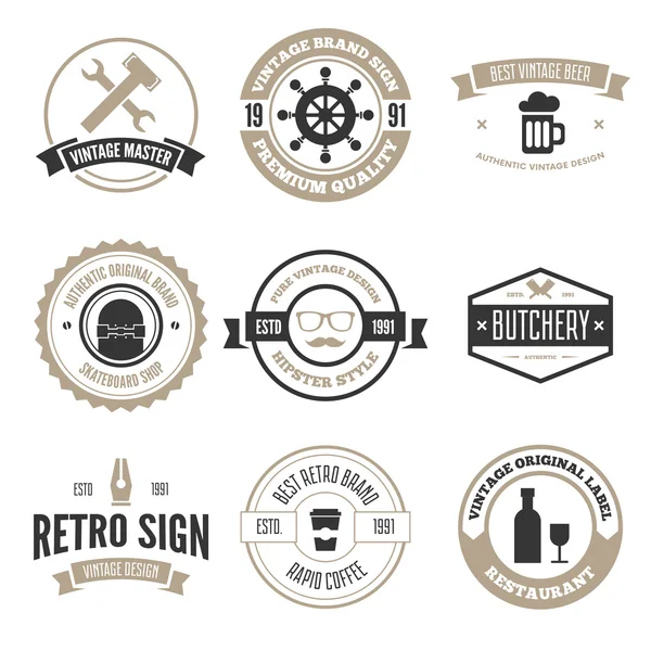 Conjunto de logotipos vectoriales elementos, etiquetas, insignias y siluetas — Vector de stock