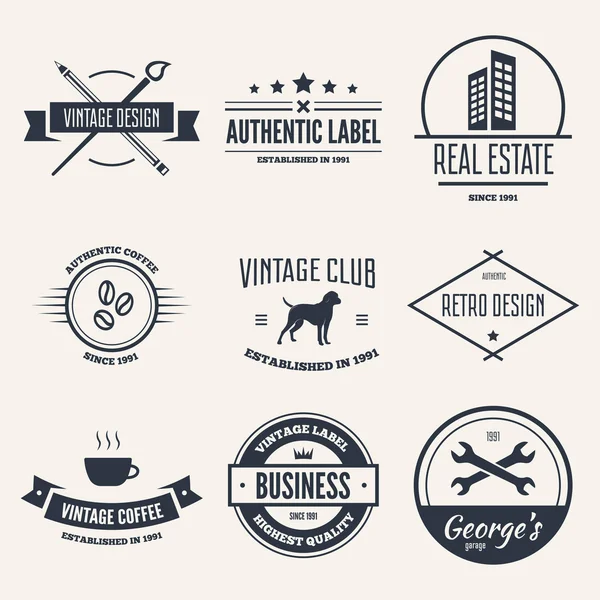 Set vectorelementen logo's, etiketten, insignes en silhouetten — Stockvector