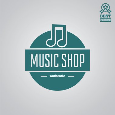 Vektör logo öğesi, etiket, rozet ve siluet müzik shop için