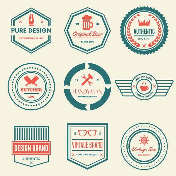 Conjunto de logotipos vetoriais elementos, rótulos, emblemas e silhuetas — Vetor de Stock