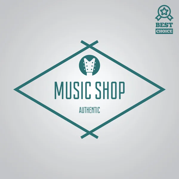 Vektör logo öğesi, etiket, rozet ve siluet müzik shop için — Stok Vektör