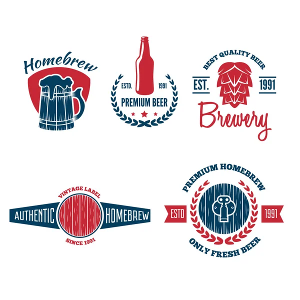 Conjunto de logotipo do vintage, emblema, emblema ou logotipo elementos para cerveja, loja, cerveja caseira, taberna, bar, café e restaurante — Vetor de Stock