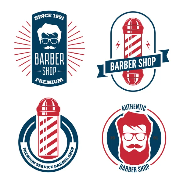 Colección de etiquetas retro vintage, logotipos y elementos para barbería — Vector de stock