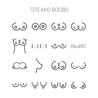 Set of vector breast icon clipart