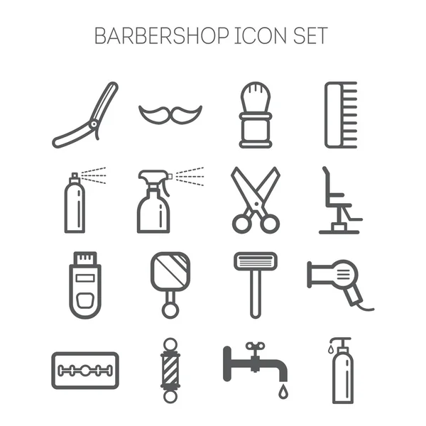 Conjunto de ícones de barbearia monocromáticos simples — Vetor de Stock