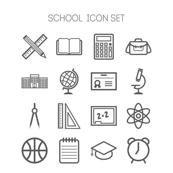 Conjunto de iconos simples para la escuela y la educación — Vector de stock