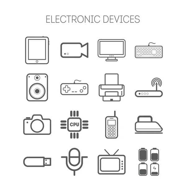 Ensemble d'icônes plates simples avec appareils électriques — Image vectorielle