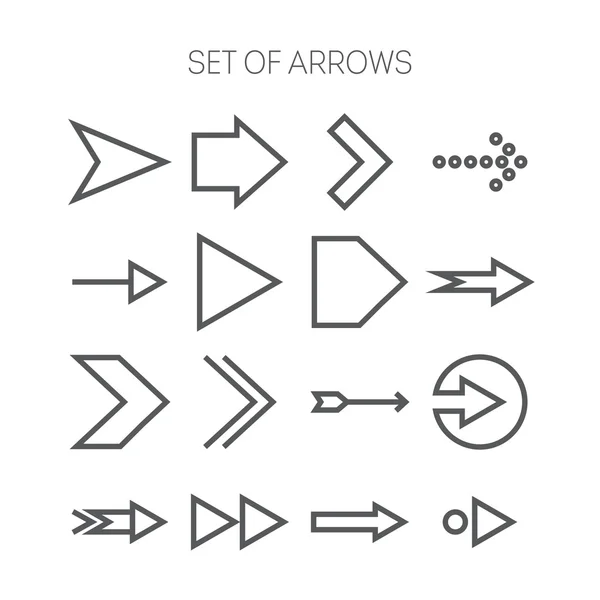 Conjunto de simples iconos monocromáticos con flechas — Archivo Imágenes Vectoriales