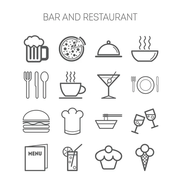 简单的图标集的咖啡馆、 餐厅和酒吧 — 图库矢量图片