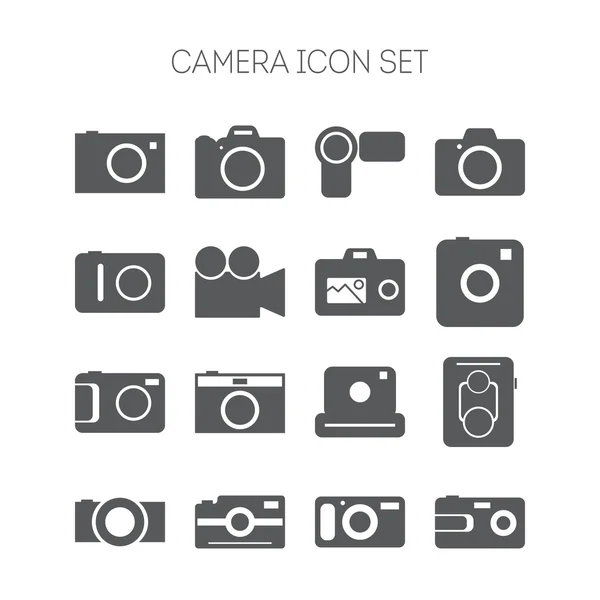 Sada jednoduchých ikon s kamerami pro web design, weby, aplikace a hry — Stockový vektor