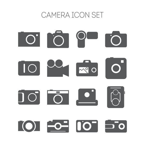 Set of simple icons with cameras for web design, sites, applications and games