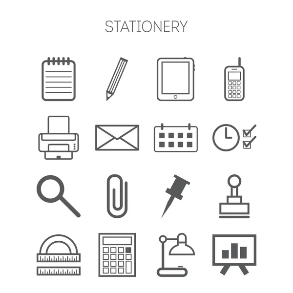 Conjunto de papelería simple e iconos de negocios — Vector de stock