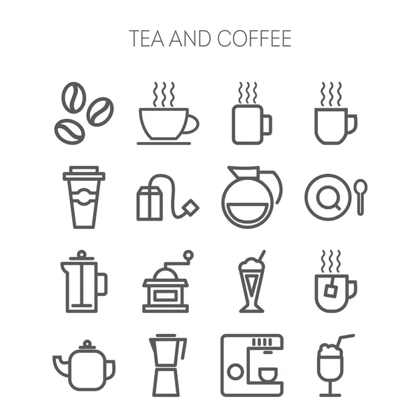 Conjunto de ícones simples para restaurante, café, café, chá, web e aplicações — Vetor de Stock