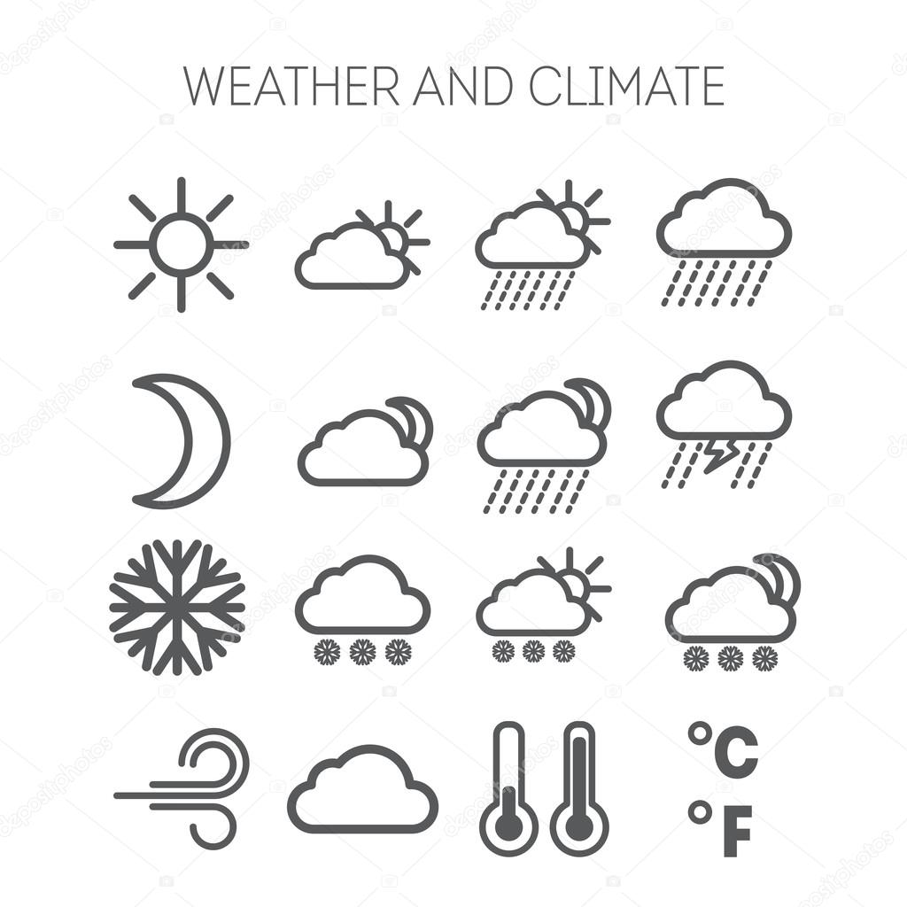 Set of simple weather and climate icons