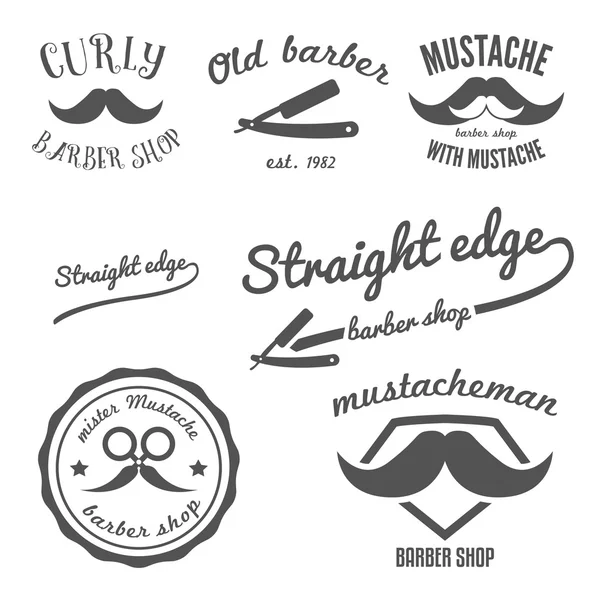 ビンテージ理髪店ロゴ、ステッカー、ラベル、バッジ、デザイン要素のセット — ストックベクタ