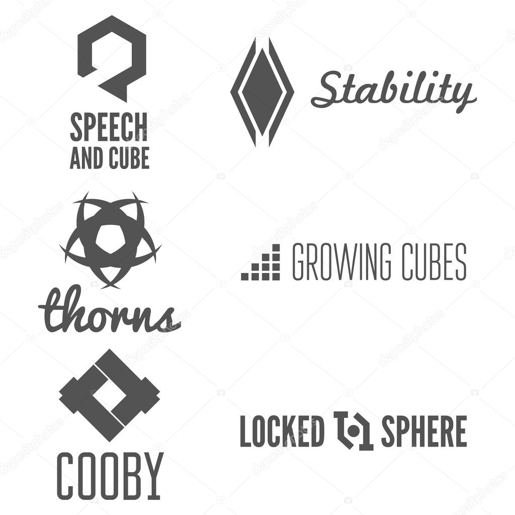 Set of abstract logo, emblem, label or logotype elements for business, print or sticker