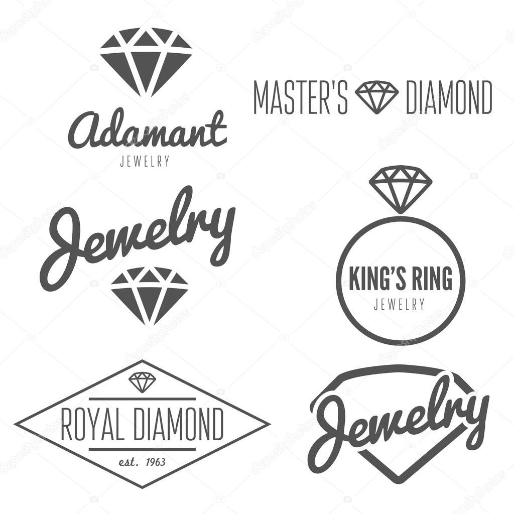 Set of logo, emblem, label, print, or logotype elements for jewelry