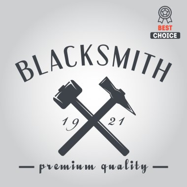 Logo for blacksmith, typographic logotype,  badge, emblem, label clipart