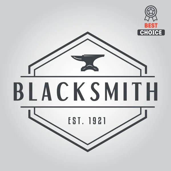 Logo for blacksmith, typographic logotype, badge, emblem, label — Stock Vector