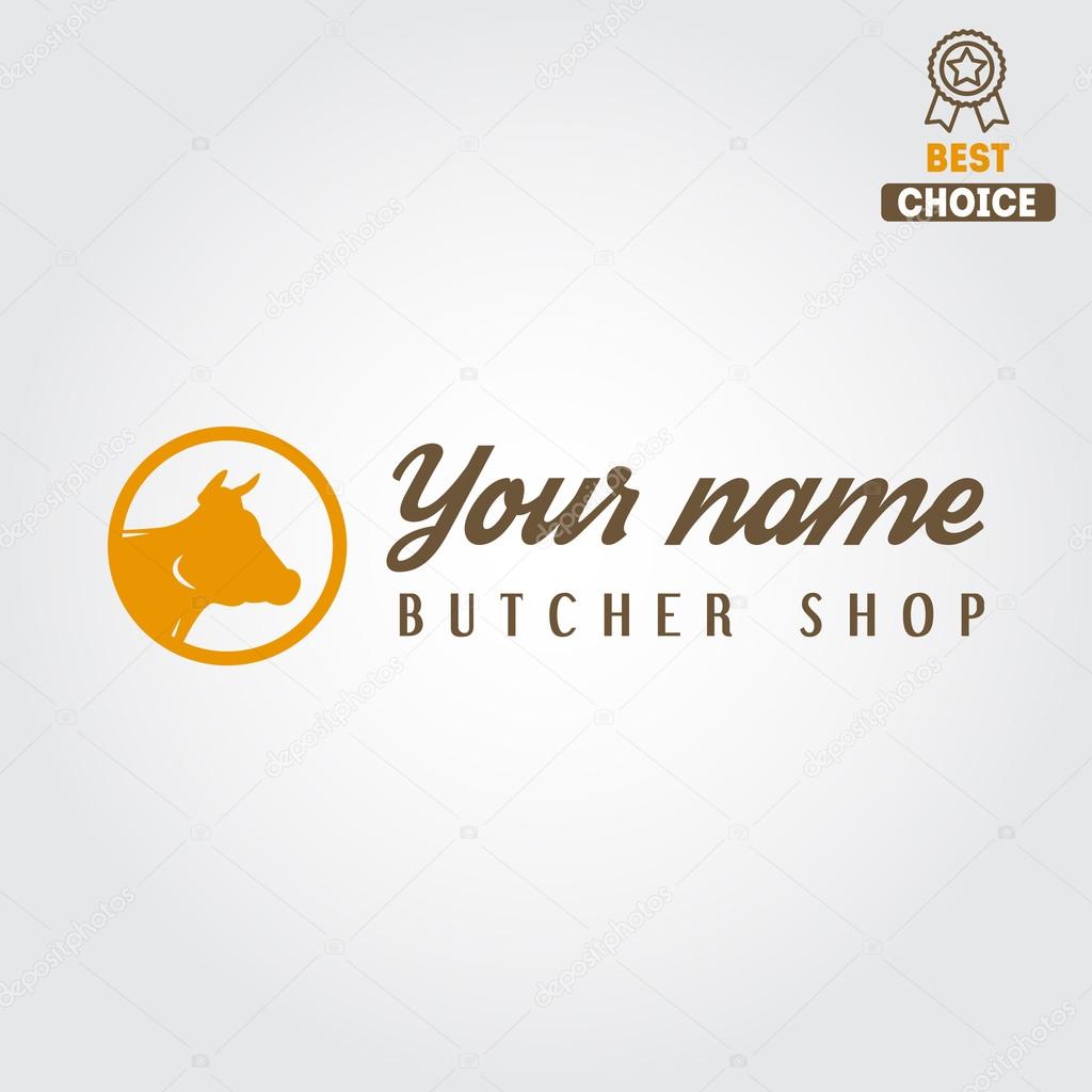 Vintage label, badge, emblem templates and logo of butchery or meat shop