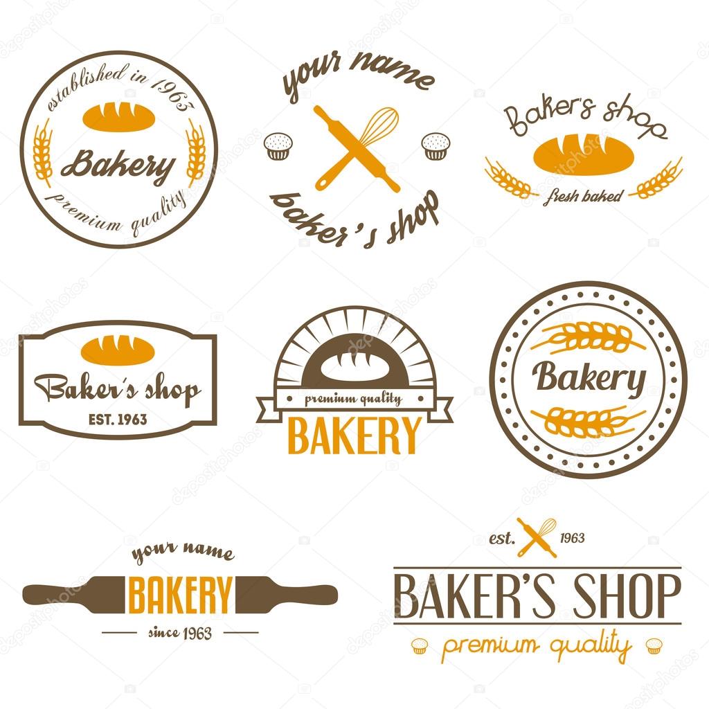 Set of vintage bakery logo  and design elements