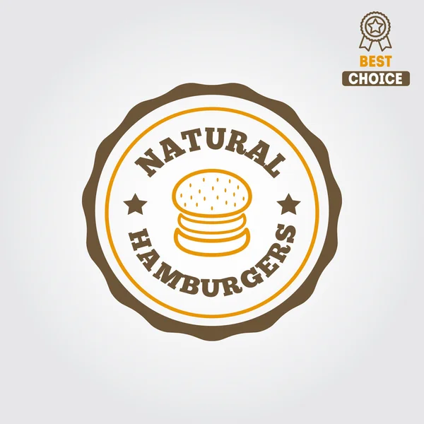 Logo, etiqueta, pegatina para restaurante de comida rápida, cafetería, hamburguesa y hamburguesa — Vector de stock