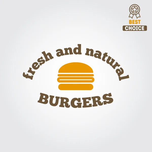 Логотип, этикетка, наклейка на ресторан быстрого питания, кафе, гамбургер и бургер — стоковый вектор