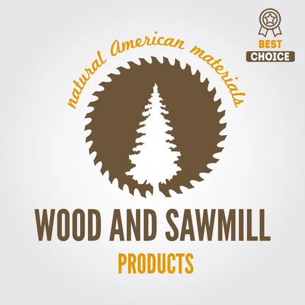 Logo, label, badge for sawmill, carpentry and woodworkers — Stock Vector