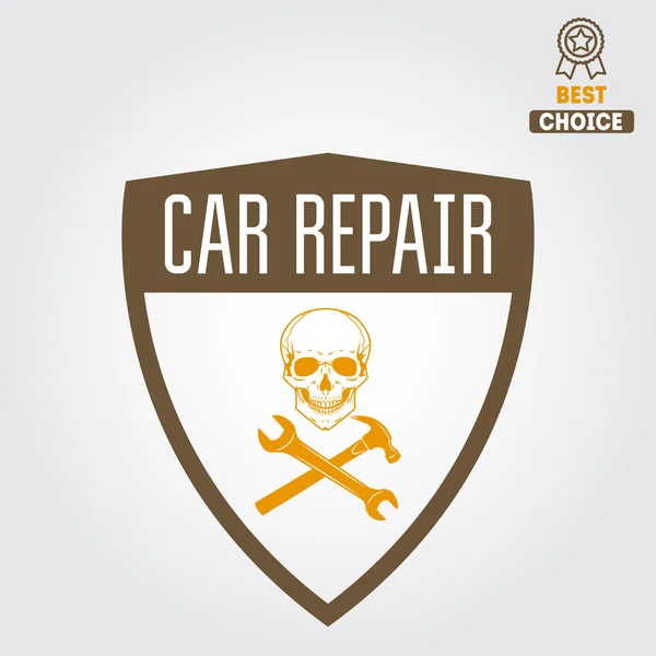 Logo, insignă, emblemă și element de logotip pentru mecanic, garaj, reparații auto și service auto — Vector de stoc