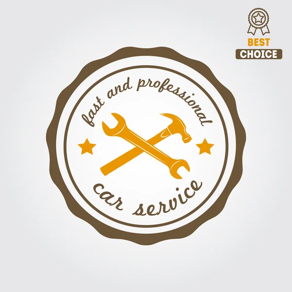 Logo, badge, emblème et élément de logotype pour mécanicien, garage, réparation automobile et service automobile — Image vectorielle
