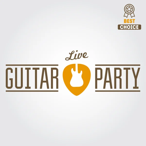 Rock Festivali, müzikal performans veya gitar parti için vintage logo, rozet, amblem veya logo öğeleri kümesi