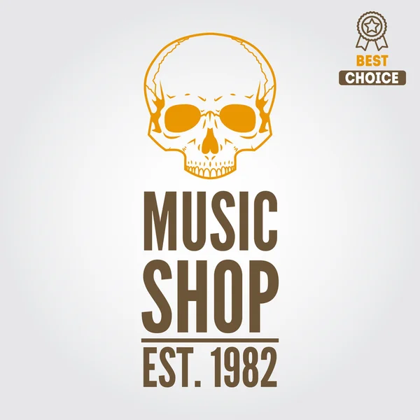 Logo vintage, badge, emblème ou éléments de logotype pour magasin de musique, magasin de guitare — Image vectorielle