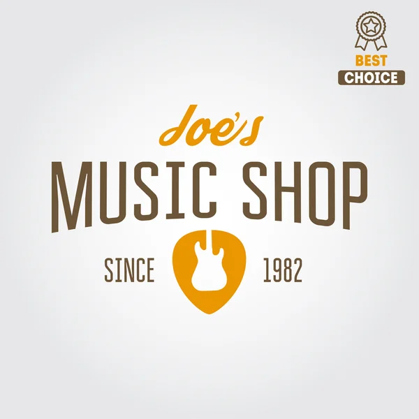 Vintage-Logo, Abzeichen, Emblem oder Logoelemente für Musikladen, Gitarrenladen — Stockvektor