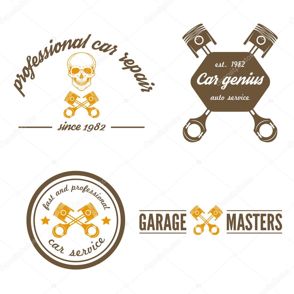 Set of logo, badge, emblem and logotype element for mechanic, garage ...