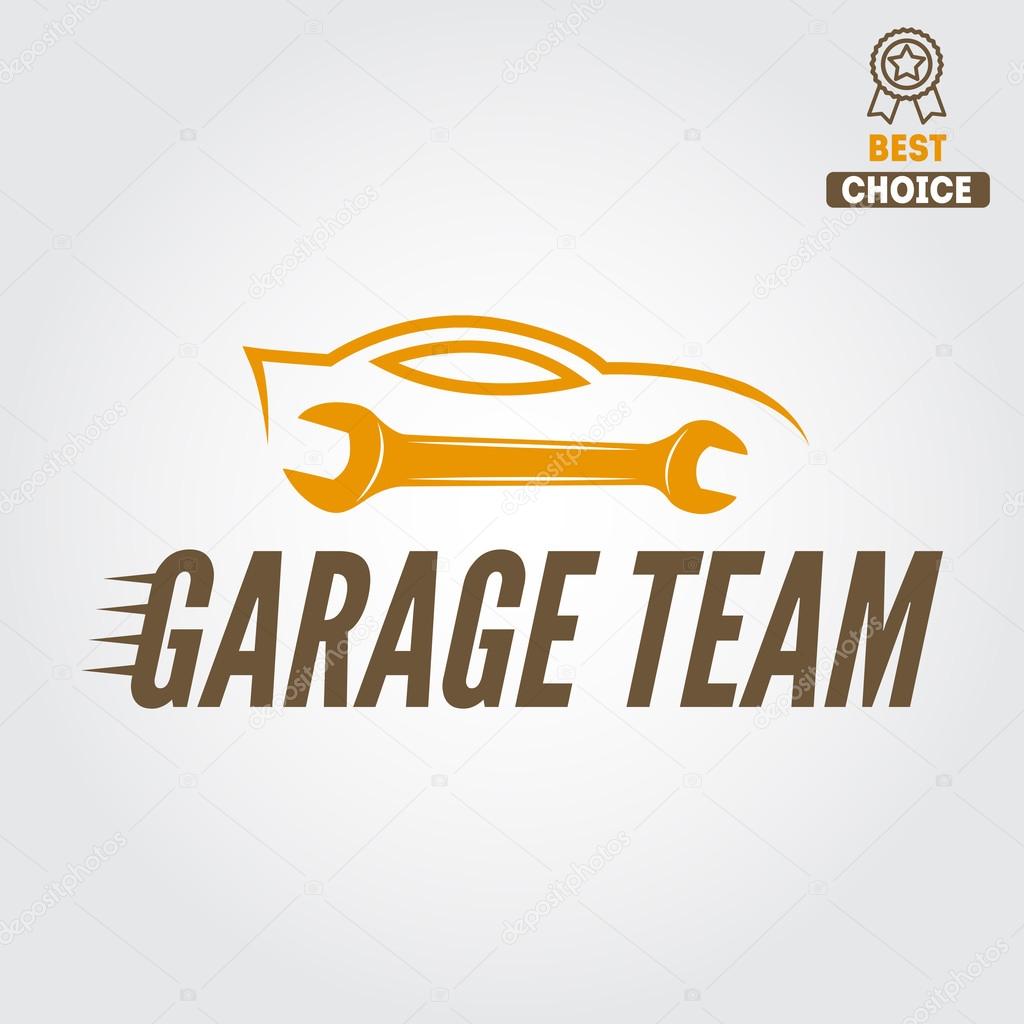Logo, badge, emblem and logotype element for mechanic, garage, car repair and auto service
