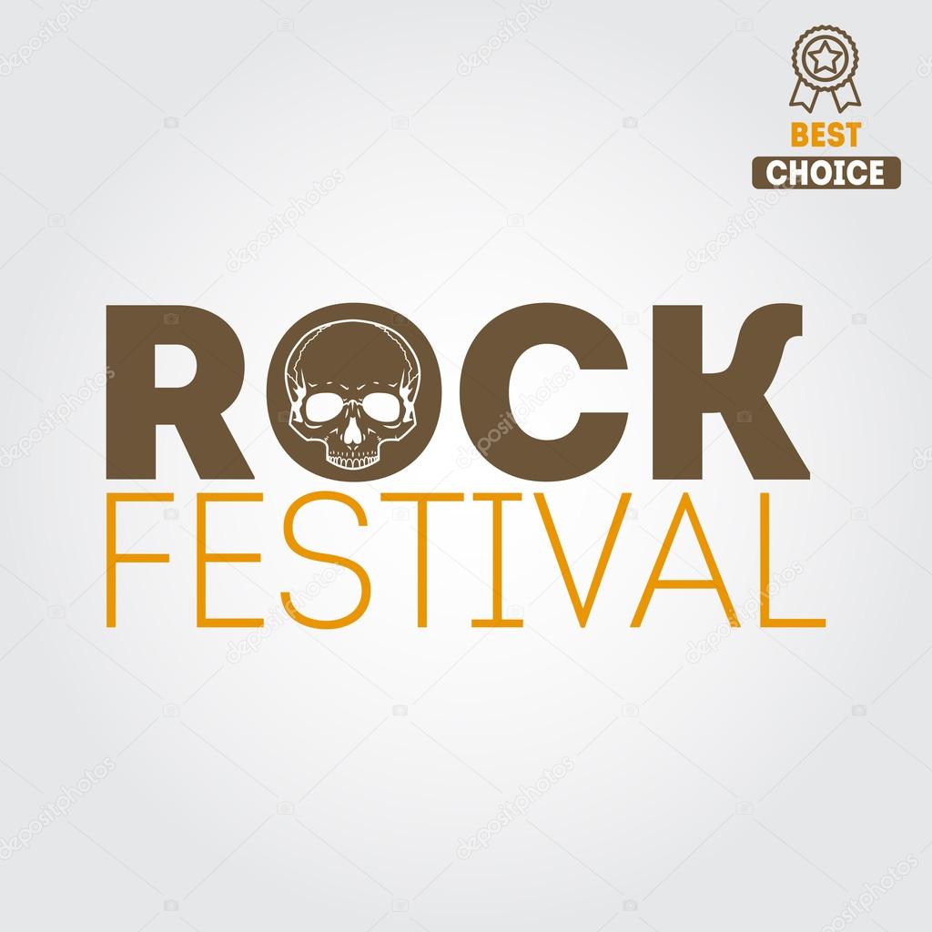 Set of vintage logo or logotype elements for rock festival, musical performance or guitar party