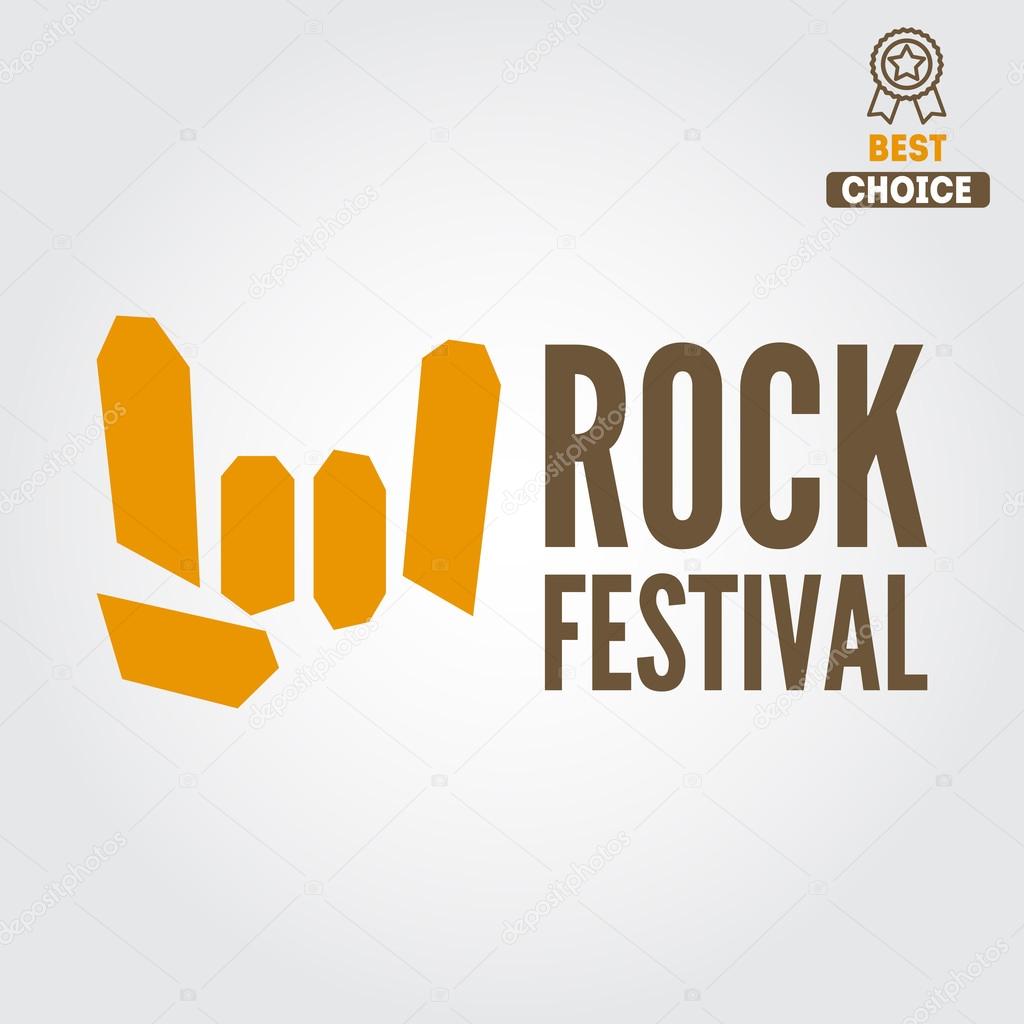 Set of vintage logo or logotype elements for rock festival, musical performance or guitar party