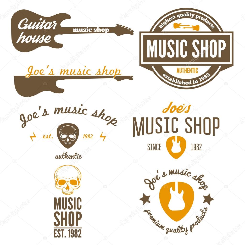 Set of vintage logo, badge, emblem or logotype elements ...
 Vintage Music Logos