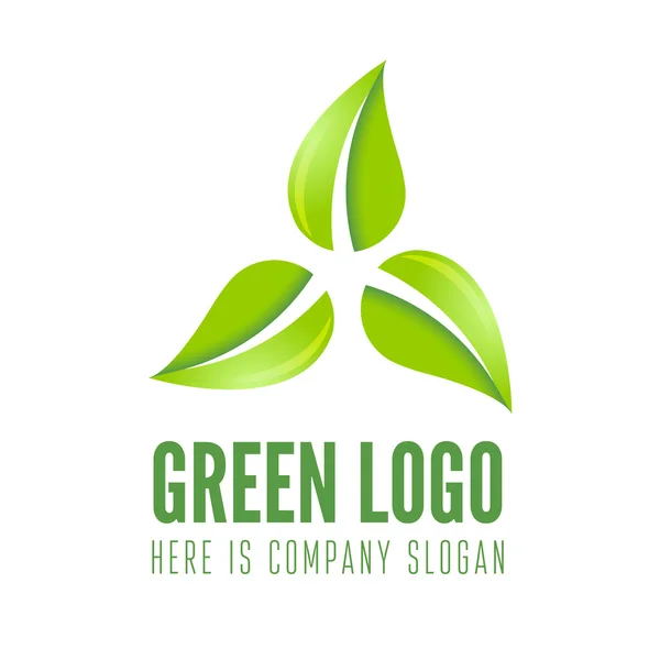 Logotipo, etiqueta, insignia, emblema o elemento logotipo con hojas y verde para negocios, ecología, corporación o web — Vector de stock