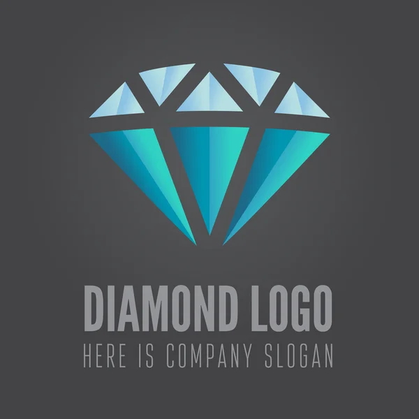 Logo, etiqueta, insignia, emblema o elemento de logotipo con diamante para negocios, joyería, corporación o web — Vector de stock