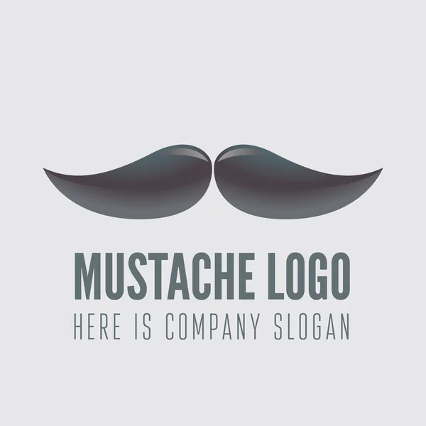 Logotyp, etikett, badge, symbol eller logotyp element med mustasch för business, företag eller web — Stock vektor