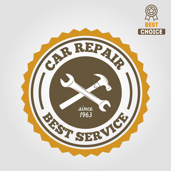 Vintage mechanic labels, emblems and logo. Vector illustration
